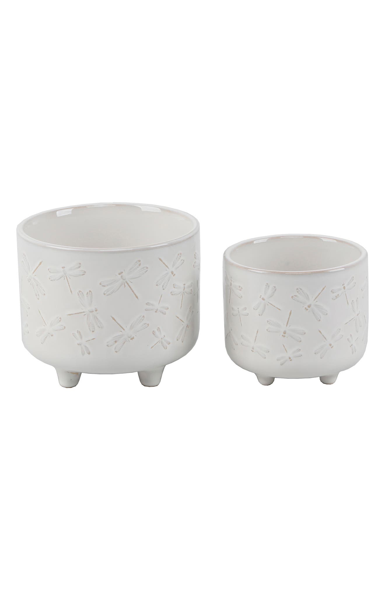 Flora Bunda Ceramic 2-piece Dragonfly Pot Set In Ivory | ModeSens