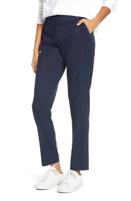Court & Rowe Clean Finish Linen Blend Trousers in Blue Night