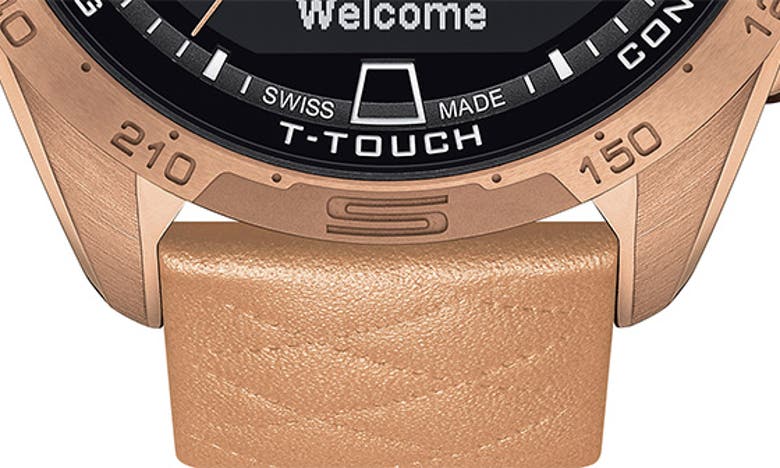 TISSOT TISSOT T-TOUCH CONNECT SOLAR SMART LEATHER STRAP WATCH, 47.5MM