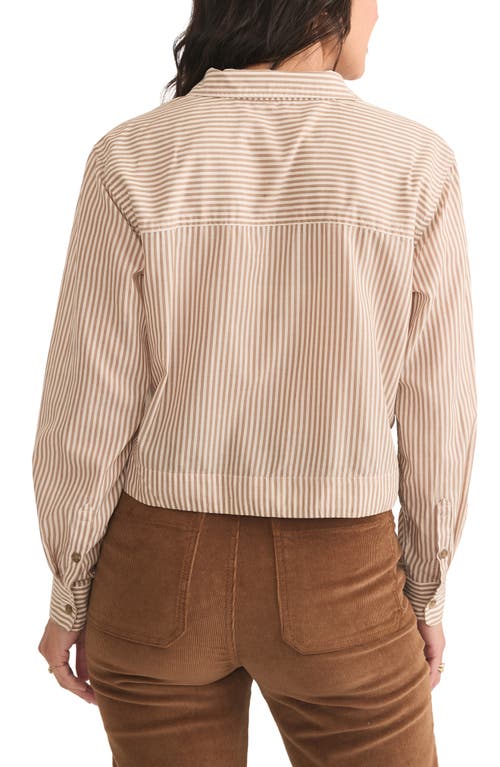 Shop Marine Layer Mila Stripe Crop Button-up Shirt In Coconut Stripe