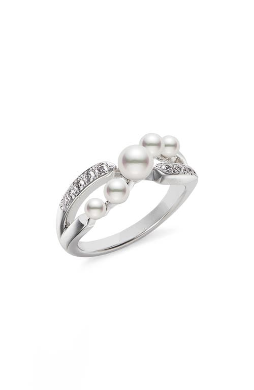 Shop Mikimoto Cluster Cultured Pearl & Diamond Ring In White Gold/diamond