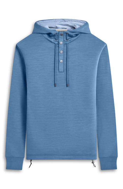 Shop Bugatchi Wool & Nylon Quarter Zip Hoodie In Cobalt