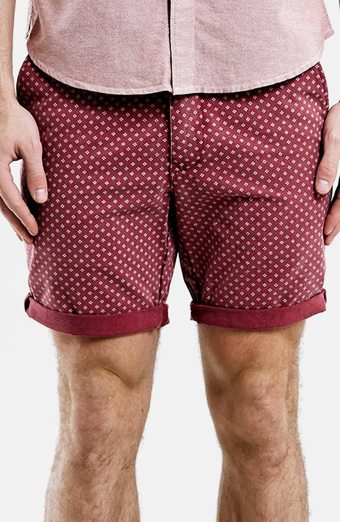 Topman Burgundy Print Chino Shorts Nordstrom