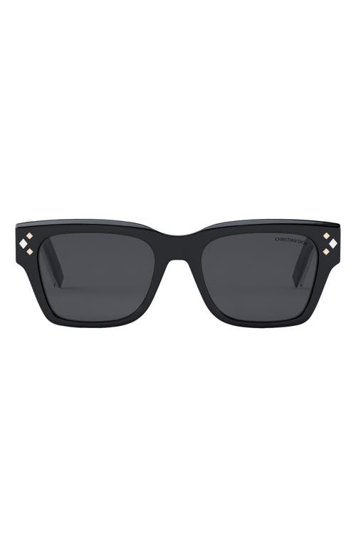 Dior Cd Diamond S2i 54mm Square Sunglasses In Shiny Black/smoke