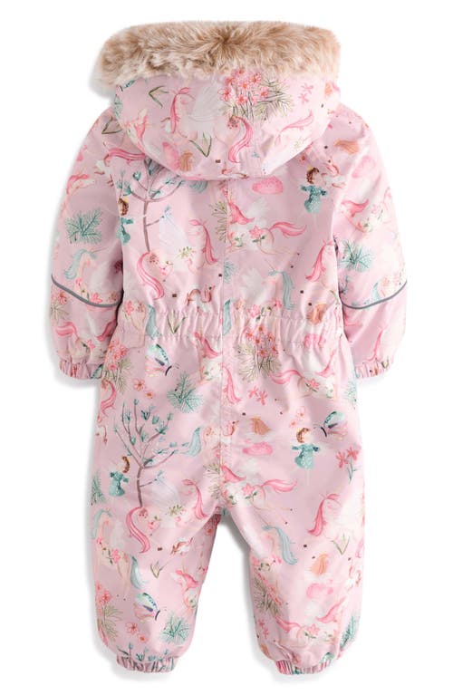 Next Kids' Botanical Snowsuit With Faux Fur Trim In Pink