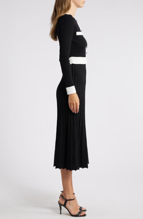 Shop Zoe And Claire Long Sleeve Midi Sweater Dress In Black