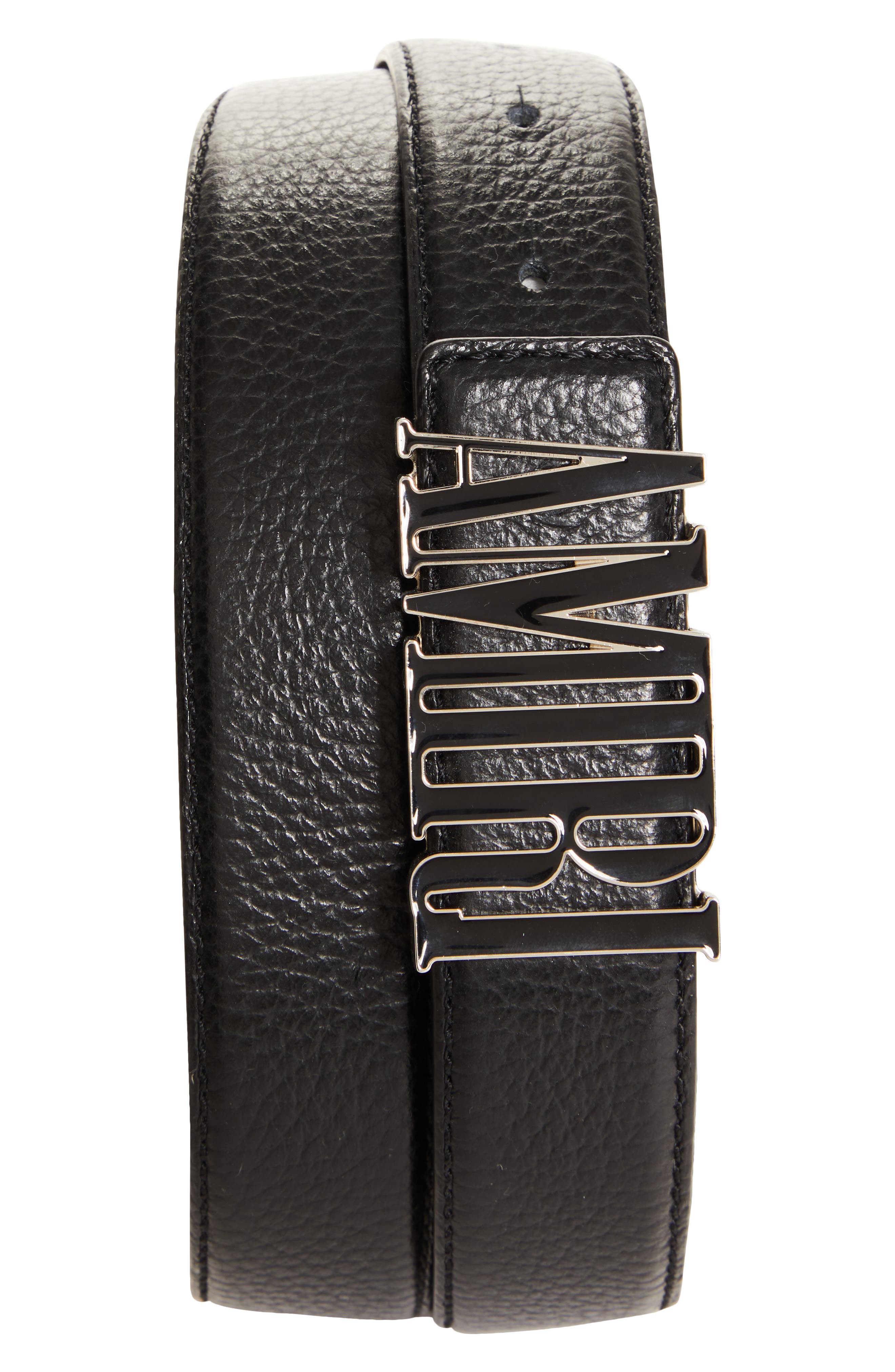 AMIRI Logo Buckle Leather Belt in Black at Nordstrom, Size 90
