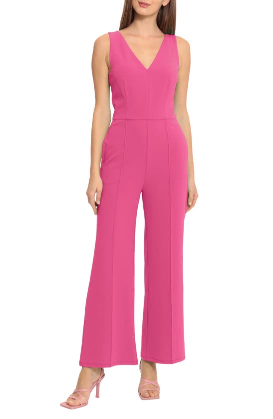 Maggy London Princess Seam Jumpsuit In Energy Pink