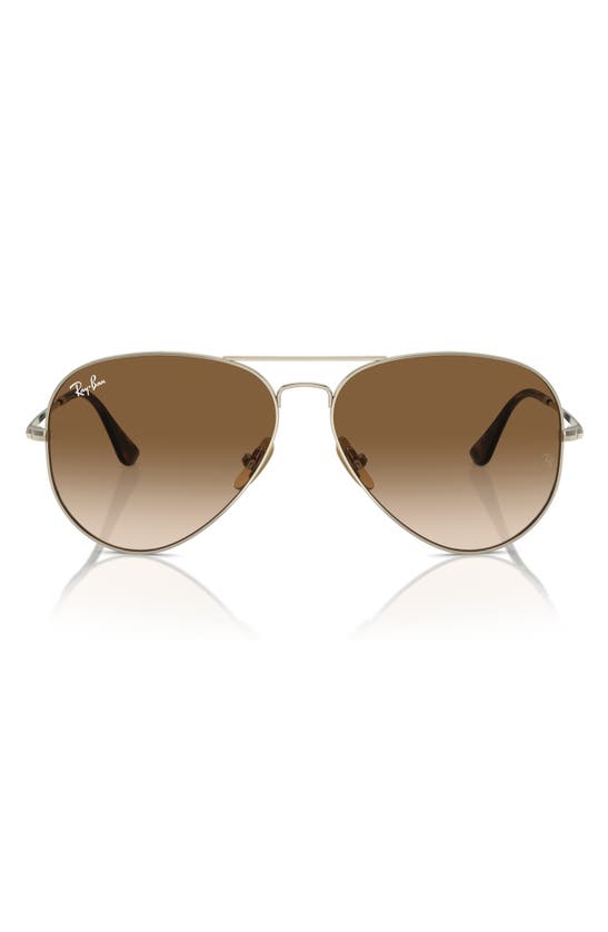 Shop Ray Ban Ray-ban 62mm Gradient Pilot Oversize Aviator Sunglasses In Gold Flash