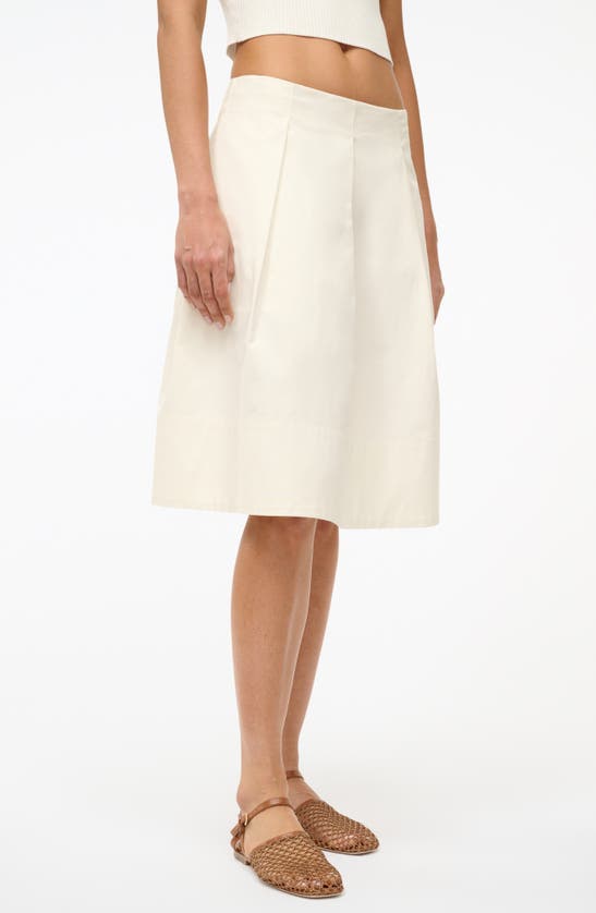 Shop Staud London Stretch Cotton Skirt In Ivory