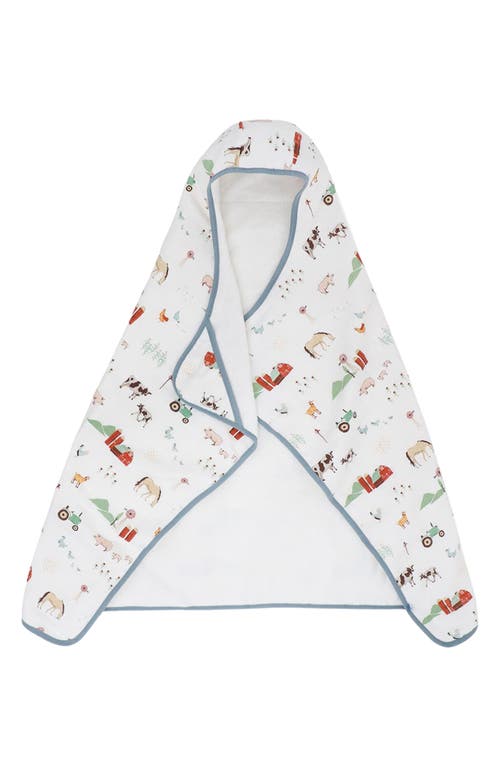little unicorn Cotton Muslin & Terry Hooded Towel in Farmyard at Nordstrom