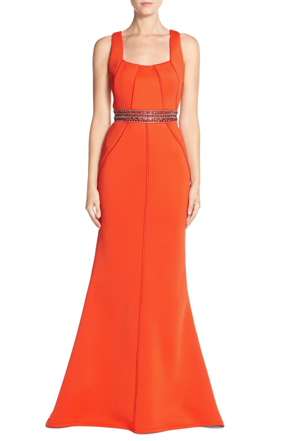 Terani Couture Embellished Illusion Back Neoprene Gown | Nordstrom