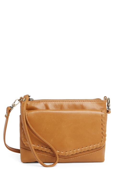 Womens Ciarraa - Soft Leather Double Pouch Xbody Dark Tan
