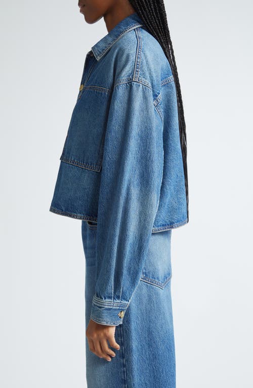 Ulla Johnson Bobbi Cropped Cotton Denim Jacket In Danube