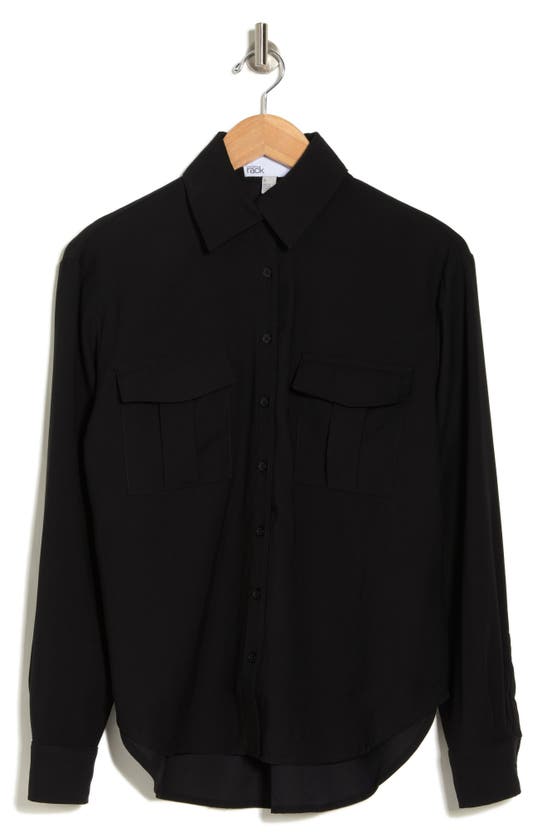Shop Nordstrom Rack Utility Long Sleeve Button-up Shirt In Black