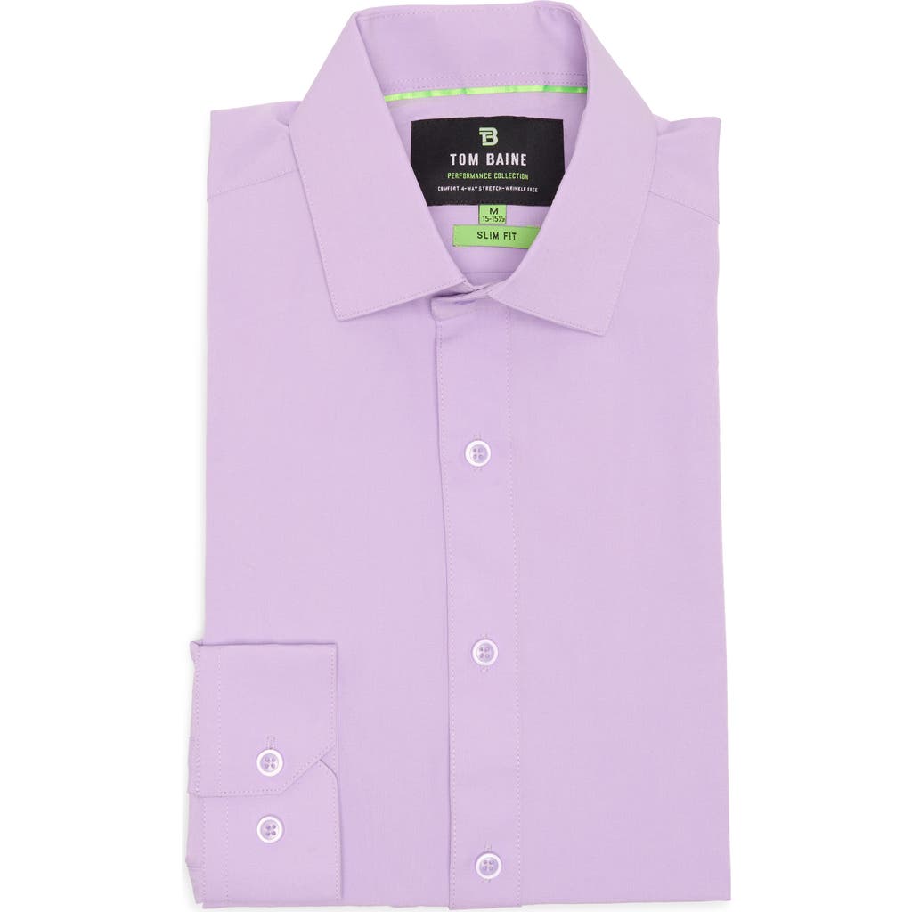 Tom Baine Comfort 4-way Stretch Winkle Free Performance Dress Shirt In Purple