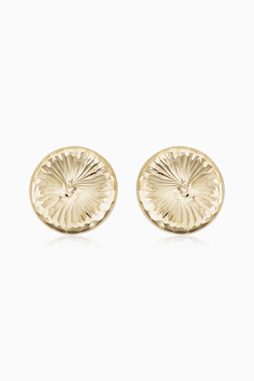 Oradina Sunburst Round Studs In Yellow Gold