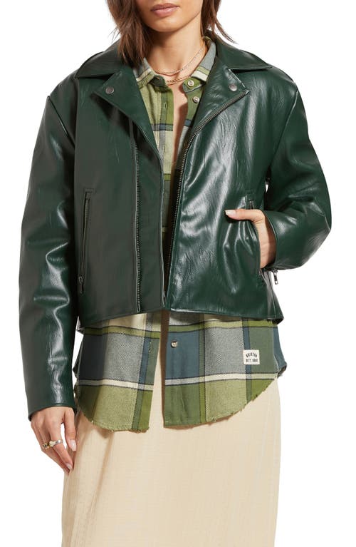 Shop Brixton The Faux Leather Moto Jacket In Pine Needle