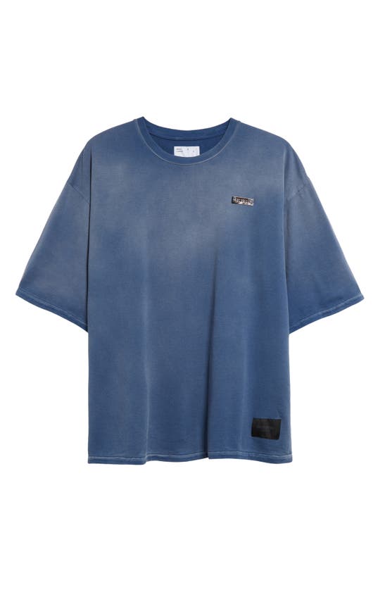 4sdesigns Tie Dye Cotton & Linen T-shirt In Blue