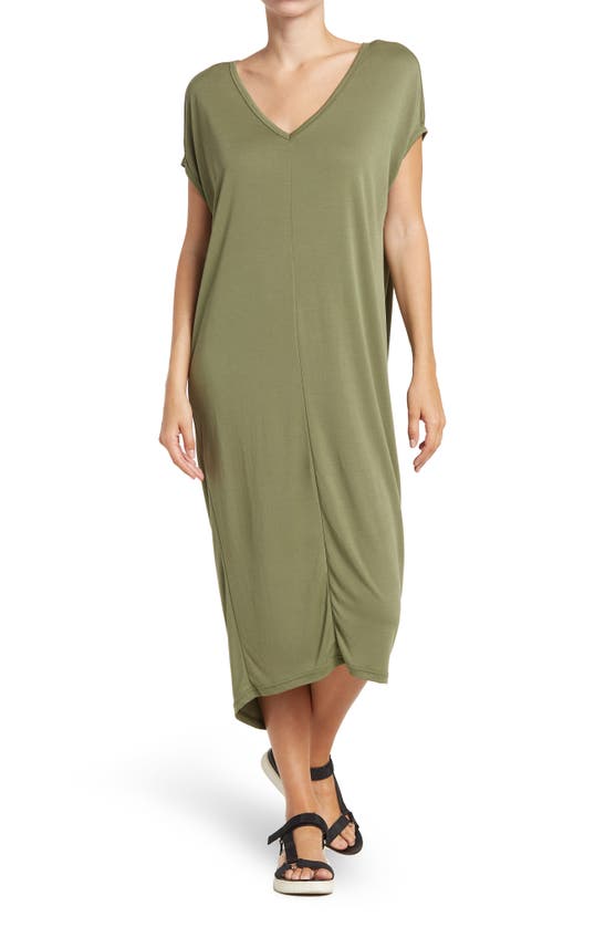 Love By Design Barcelona Tunic Midi Dress In Light Olive