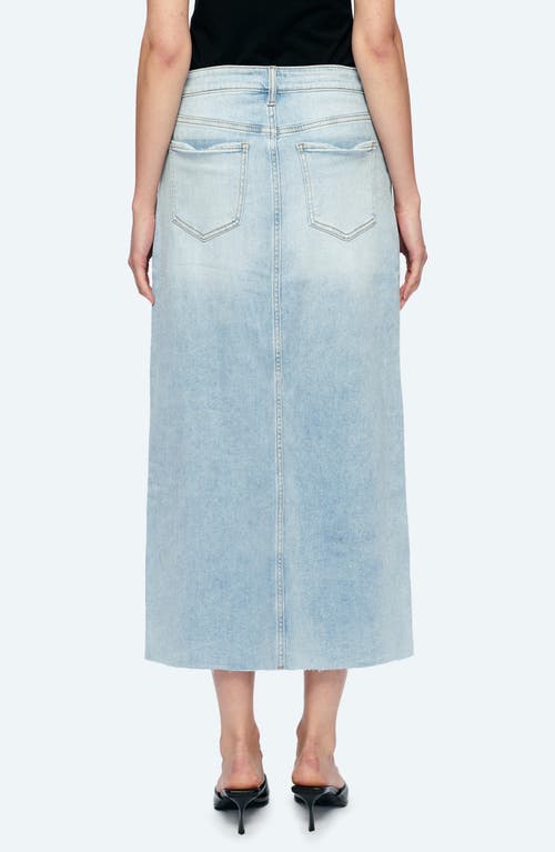 Shop Bayeas Raw Hem Denim Midi Skirt In Story