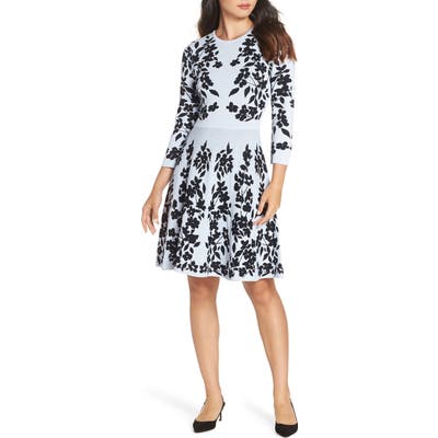 Eliza J Floral Fit & Flare Sweater Dress
