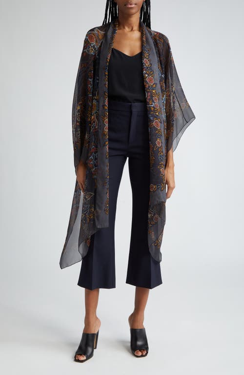 Shop Etro Paisley Sheer Silk Ruana In Print Black