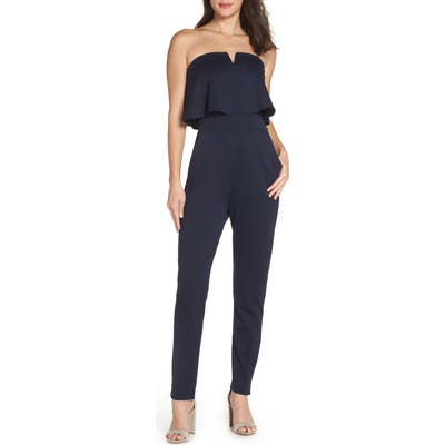 Fraiche By J Strapless Jumpsuit, Blue