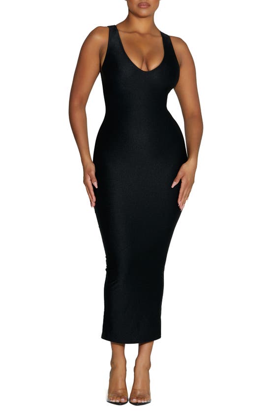 Naked Wardrobe Shine Body Con Dress In Black Modesens 