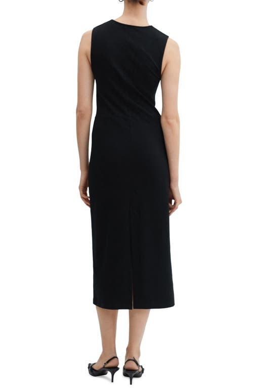 Mango Center Twist Cotton Midi Dress In Black