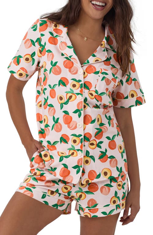 Print Stretch Organic Cotton Jersey Short Pajamas in Peachy Keen