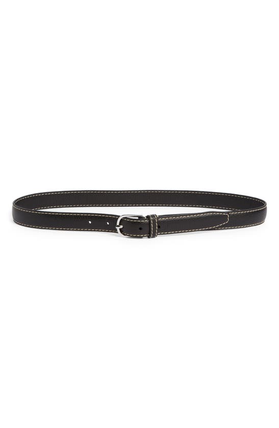 Shop Totême Toteme Slim Leather Belt In Black