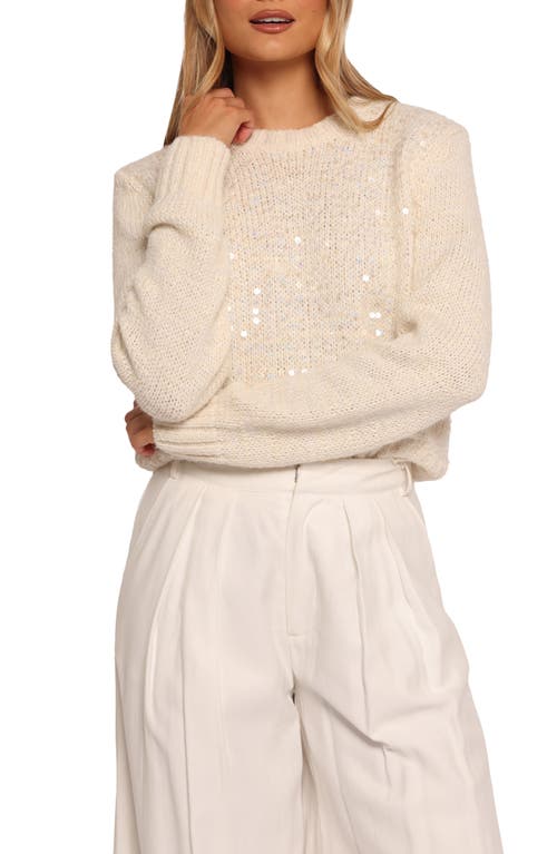 Petal & Pup Medora Sequin Sweater in Ivory 