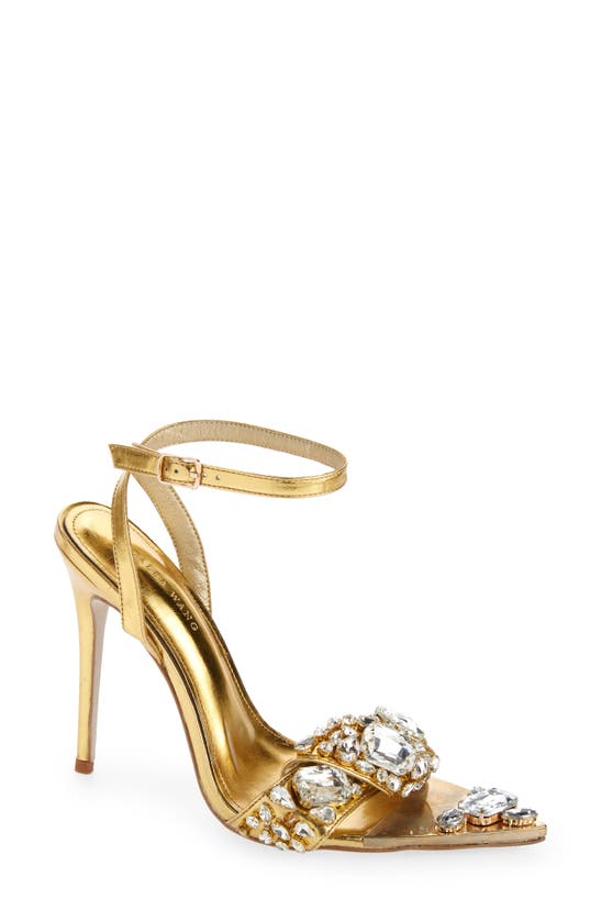 Azalea Wang Tilly Crystal Pointed Toe Sandal In Gold