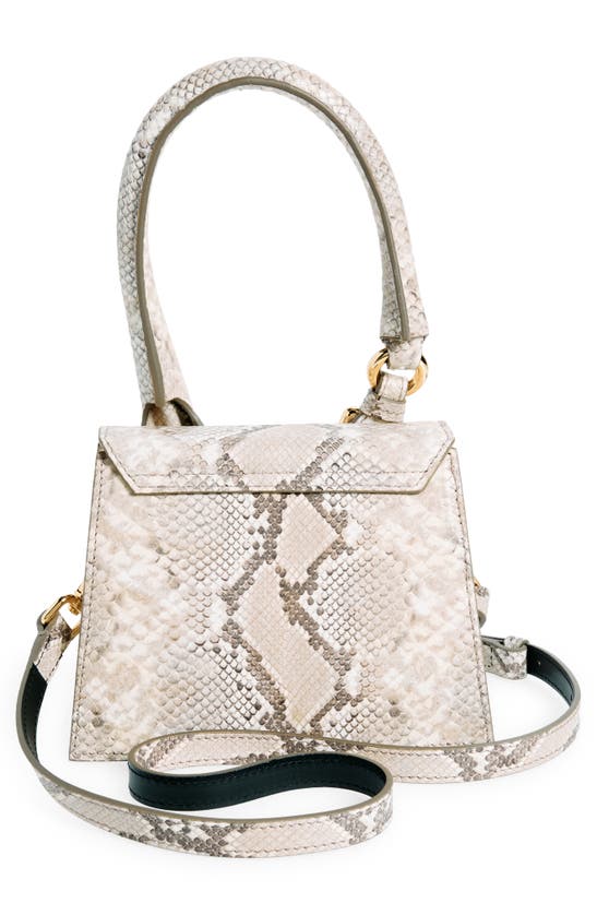 Shop Jacquemus Le Chiquito Moyen Snakeskin Embossed Leather Top Handle Bag In Beige 150