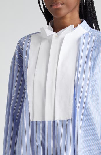 Sacai Thomas Mason Stripe Cotton Oversize Button-Up Shirt | Nordstrom