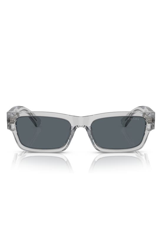 Shop Prada 56mm Rectangular Polarized Sunglasses In Shiny Gunmetal