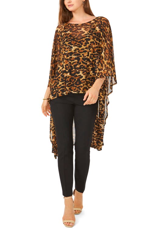 Leopard Print High-Low Tunic Top in Brown