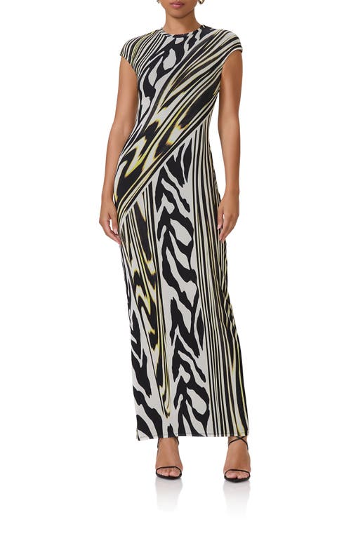 AFRM AFRM CODY PRINT CAP SLEEVE MESH MAXI DRESS 