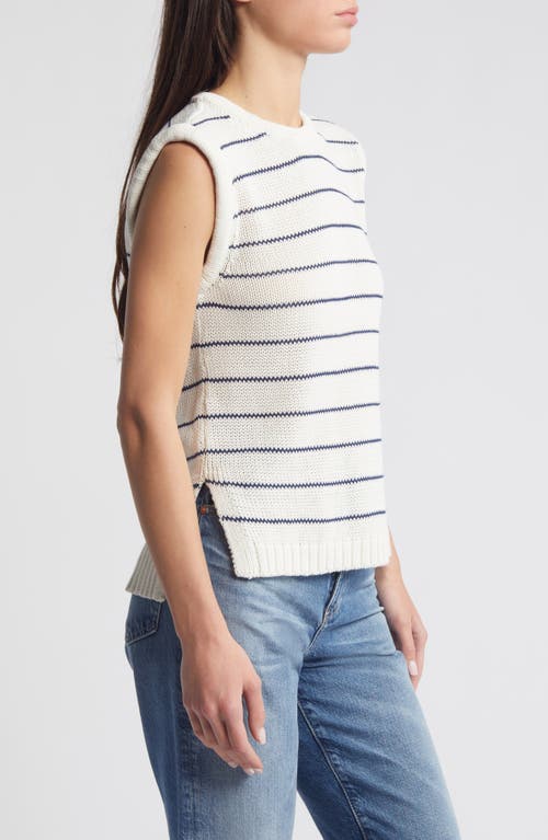 Shop Madewell Stripe Puff Trim Sweater Vest In Bright Ivory