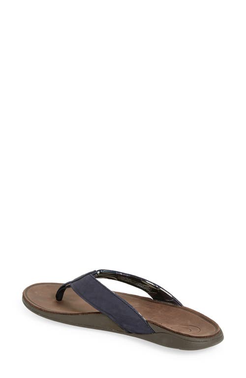 Shop Olukai Tuahine Waterproof Flip Flop In Trench Blue/dk Wood