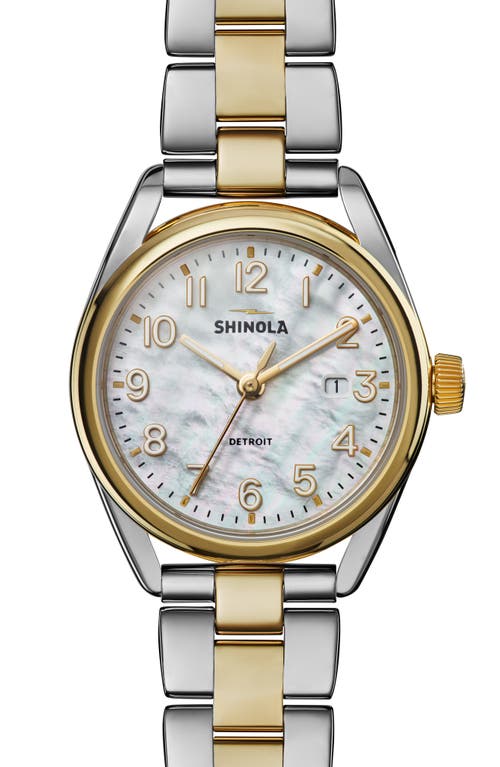 Shop Shinola Derby Two-tone Bracelet Watch, 38mm In Two Tone/mop