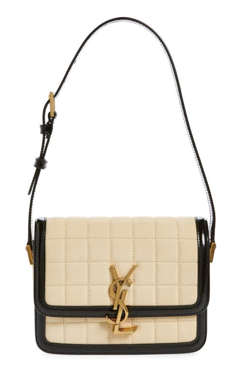 Saint Laurent Small Solferino Suede Shoulder Bag in Burro/Nero at Nordstrom