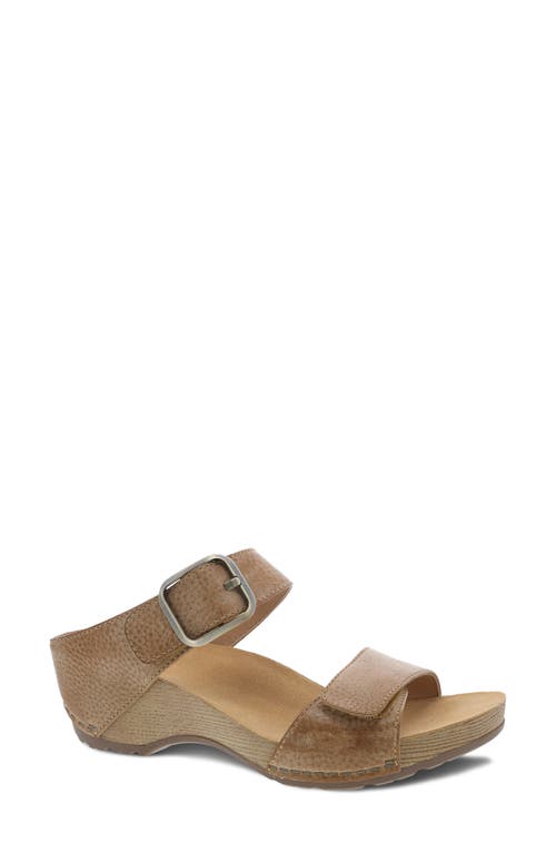 Dansko Tanya Slide Sandal in Tan Milled Burnished