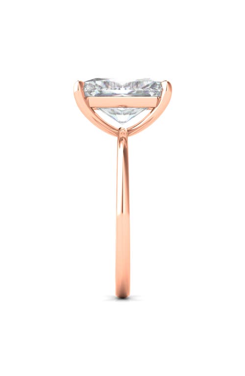 Hautecarat Radiant Cut Lab Created Diamond Ring In 3.00 Ctw 18k Rose Gold