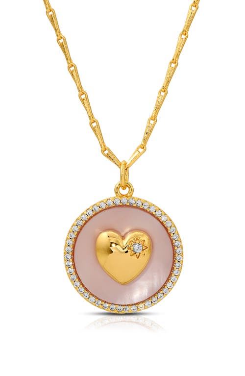 Lover Stone Pendant Necklace in Pink Shell/Gold