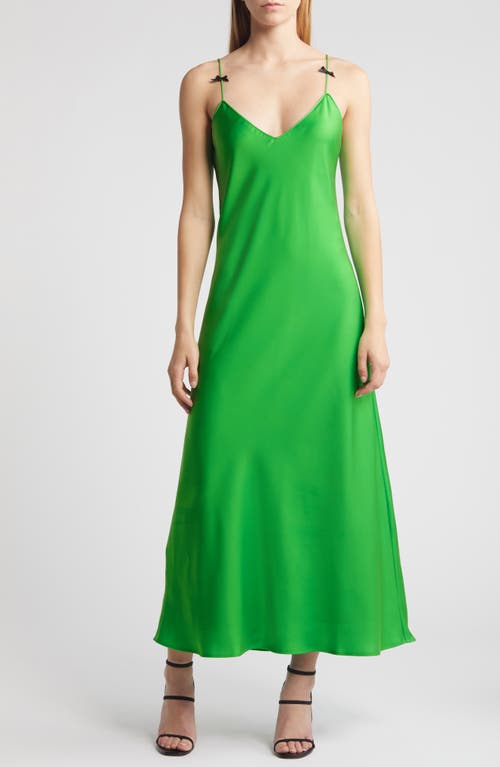 WAYF The Kelly Satin Slipdress Green at Nordstrom,