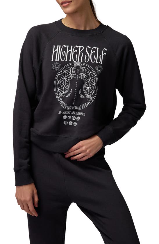 Spiritual Gangster Higher Self Long Sleeve Cotton & Modal Graphic Sweatshirt In Vintage Black