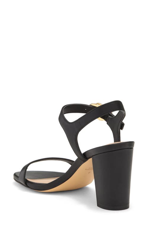 Stuart Weitzman Crystal 75 Leather Block Sandal In Black