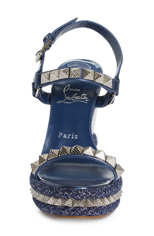 Shop Christian Louboutin Pyraclou Espadrille Wedge Sandal In Denim/lin Denim